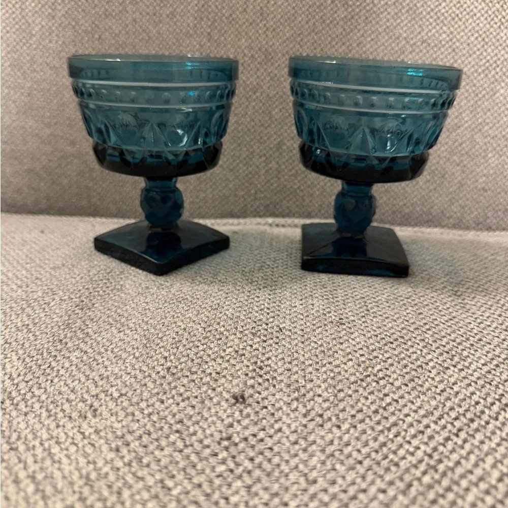 Indiana Glass Colony Park Lane footed teal goblets